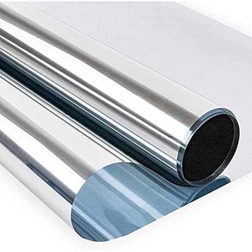 Sonakia Fensterfolie, Spiegelfolie Sichtschutz, Sonnenschutzfolie Verdunkelung Fensterfolie, Wärmereflektierende Fensterfolie, 99% Uv-Schutz-fensterfolie, Silber,WxH-120x150cm(47 * 59in)
