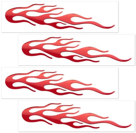 JNNJ 4 Pezzi Auto Adesivi, Veicolo Fiamme Adesivi, Impermeabile Decalcomania Decorazione, Skateboard Strisce Adesivi Decorativi Moto, 3D tridimensionale Fiamma Adesivo per Fuoristrada(Rosso)