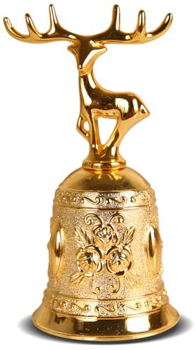 Handglocke Weihnachten,Gold Weihnachtsglocke Tischglocke Glocken Weihnachtsdekoration Geeignet für Bar, Restaurant Tischglocken Weihnachtsdekorationen Hochzeit Abendessen