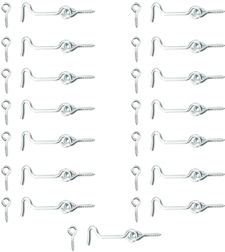 CHENJIN 15PCS Stainless Steel Door Window Spring Hooks 1.5 Inch Storm Control Window Opening Hooks Cabin Hook Eye Latch with Mounting Screws for Pet Cages Barn Doors Swinging Doors Windows