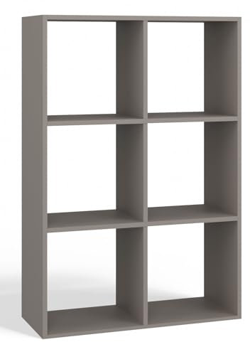 CDF Bücherregal Lehm (grau) – Regal für Bücher, Spielzeug – möbel ideal für Wohnzimmer, Kinderzimmer oder Jugendzimmer – standregal Malax 2x3