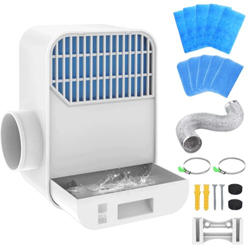 Upgrade 3-in-1 Indoor Dryer Vent Kit, Dryer Vent Box for Electric Dryer Have ABS Screen Filter, Polyester Filter, Water Drawer System Triple Filtration, Proviide 6 Polyester Filters &1 Hose