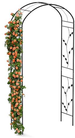 blumfeldt FloraBelle - Arco per Rampicanti, Arco per Rose in Acciaio Verniciato a Polvere, Pannelli Decorativi a Foglia, Resistente agli Agenti Atmosferici, Facile da Montare, 240x110x40 cm