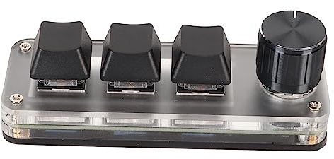 aqxreight USB 3 Nyckelknappsats med Knopp DIY Programmerbar Typ C Wired Connection Blue Switch En Handed Knappsats för Spelfärgglada NG och Andra fält. USB 3 Key Keypad3 Nyckel Knappsats Knappsats