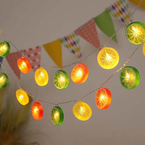 Koboko Ljusslinga, orange, 3 m, 20 LED-ljusslinga, citrondekoration, ljuskedjor, batteri, dekorativa lampor för sovrum, bröllop, karneval, inomhus och utomhus (trefärgad)