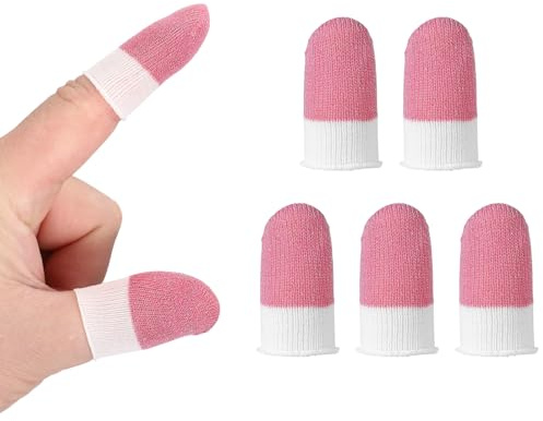 PATIKIL Manchon De Doigt pour Jeu Mobile, 5 Manchons De Doigt pour Contrôleur, Rose/Blanc