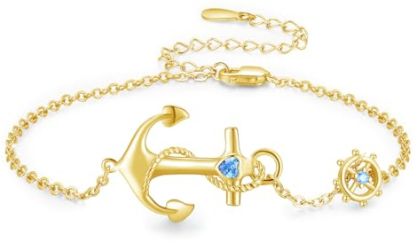 OHAYOO guld ankare armband kvinnor 925 sterlingsilver ankare armband nautisk sjöman smycke present till bästa vännen till kvinnan