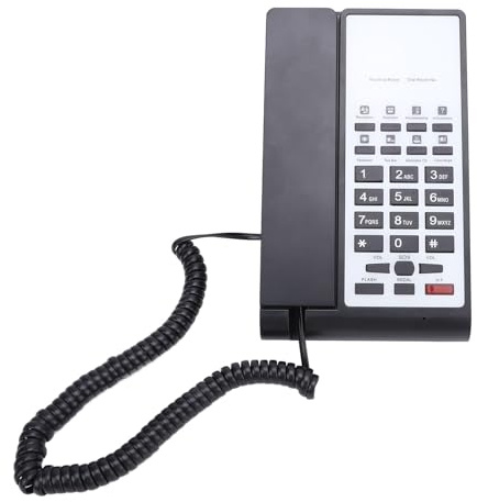 Ausla Fast Telefon med Sladd, ABS-material, Tydlig Röststyrning, Handsfreesamtal, Stora Knappar, Perfekt för Hem, Kontor, Hotell och Företagsbruk