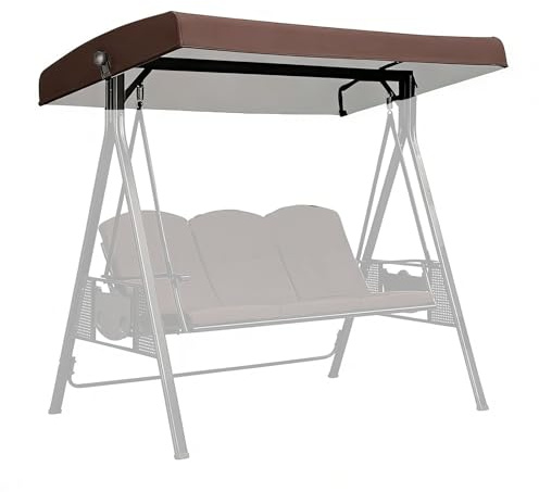 Techo de repuesto para columpio de jardín, 191 × 120 × 20 cm, impermeable, resistente a los rayos UV y al viento, 210D cubierta superior para balancin de exterior(Brown)