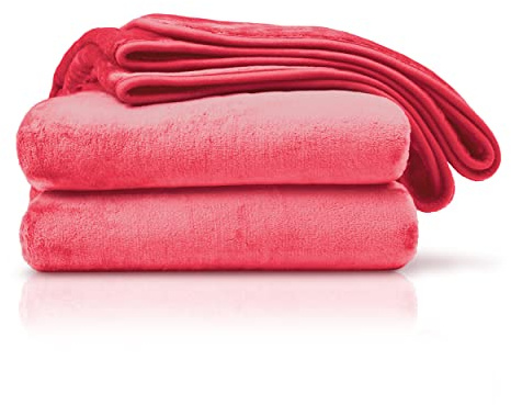 Amago - Couverture Extra Douce, Sensation Cachemire, 220 x 240 cm - Rouge