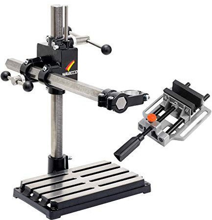 WABECO Bohrständer Fräsständer BF1242 mit Maschinenschraubstock mit Schnellverstellung, 2 Zustellachsen vertikal/horizontal Säule 500 Ausleger 500 mm Made in Germany