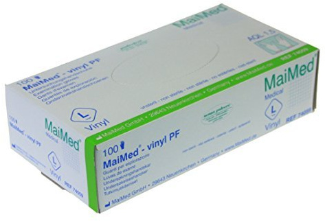 Einmal Vinyl Handschuhe, Einmalhandschuhe, puderfrei von MaiMed, vinyl PF, 100 St. Gr. L by Maimed