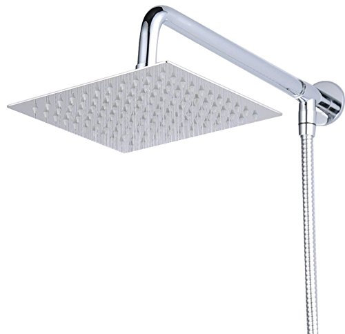 Hiendure® 25cm Quadrat Luxus Regendusche Einbauduschköpfe Edelstahl Duschkopf aus Edelstahl Spiegeleffekt Hochglänzend