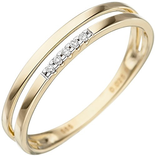 Jobo Damen-Ring aus 14 Karat 585 Gold mit 5 Diamanten Größe 52