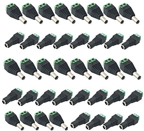 jiaguan 40Pcs 5.5mm x 2.1mm DC Power Connector Male Female Screw Terminal Connector 12V Professional DC Connector Plug for CCTV Camera DVR Security System LED Light 20Pairs