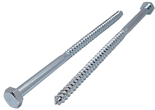 6 tornillos hexagonales de acero chapado en zinc DIN 571, M8 x 200 mm, tornillos hexagonales, pernos de retención, cabeza hexagonal, tirafondos (6, M8 x 200 mm)