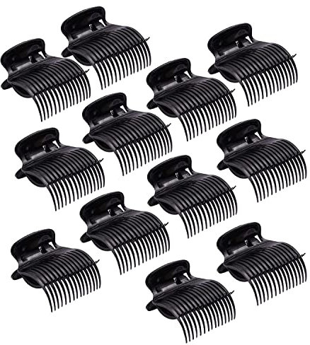 LATRAT Hot Roller Clips 12 Stücke Lockenwickler Clips, Kunststoff Heiße Roller Klammer Ersatz Haarspangen Für Frauen Mädchen Hair Section Styling, Schwarz