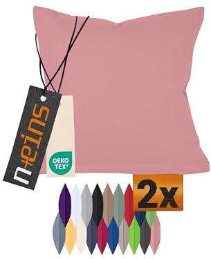 npluseins Doppelpack Baumwoll-Kissenbezüge - Moderne Wohndekoration in schlichtem Design 317.361, 50 x 50 cm, Altrosa