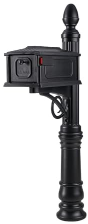 Architectural Mailboxes Stratford Plastic Mailbox and Post Kit, SC000BAM, Black, Medium Capacity