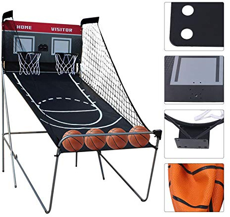 DJOAIUYF 8 i 1 basketautomat automat basketkorg SportPlus basket skjuta ut basketspel inkl. 4 bollar vikbara elektroniska basketspel basketspel arkad