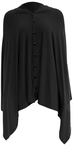 SHOWERORO Poncho de Lactancia Materna Multipropósito para Madres, Cubierta Botón, Tejido Suave y Transpirable de Color Negro, Adecuado para Lactancia y Cuidado del Ñiño, Accesorio Práctico