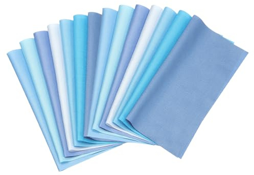 PATIKIL 14 Pezzi Pacchetti Di Tessuto In Cotone 4 X 4 Inch Blu | Per Cucire Trapunte Patchwork Lavoretti Fai Da Te, Quadrati Di Tessuto Pre-tagliati A Colore Unito