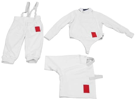 POENVFPO Tenue D'escrime, épaisse et Respirante, Anti-déchirure, pour Enfants, Tenue D'entraînement, Pantalon, Veste et Gilet pour Fleuret et épée (42)
