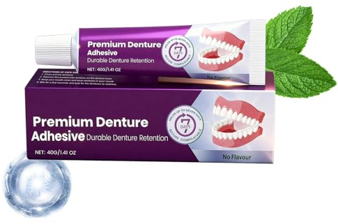 Demsyeq Denture Adhesive Max Hold - 40g Cushion Sealant Stabilizer Tighten Secure Hold,Strong Denture Adhesive Cream,for Men Adults Full Partial Wearers Travel Home