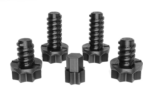 Ricreo Trädgårdsmöbler skruvsats kompatibel med Keter Allibert - 2 skruvar 45 mm + 2 34 mm skruvar + universaladapter - hållbar plast för utomhusbruk