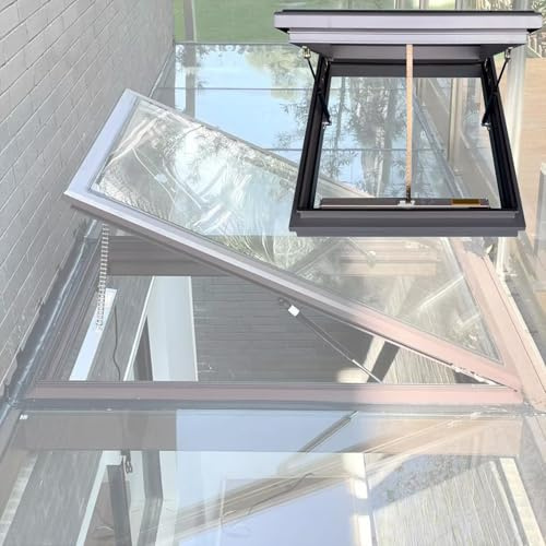 Ventana de techo de aluminio con control remoto con sensor de lluvia de doble acristalamiento templado, tragaluz personalizable, 50 x 50 cm, ideal para ventilación y luz natural