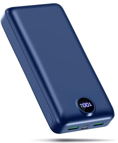 PDBEST Power Bank 50000mAh Ricarica Rapida, Powerbank 22,5W Alta Capacità, Caricatore Portatile a Ricarica Rapida, USB-C, 3 Uscite e 2 Ingressi, Display LED, Compatibile con iPhone, Android Blue