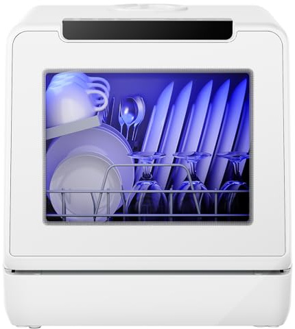 EUHOMY Countertop Dishwasher Portable with 8 Programs, 5L Built-in Water Tank, 167℉ High-Temp, No Hookup Needed, Portable Dishwasher with Slef-Clean/Baby Care/Air Dry/Quick/ECO/Fruit/Normal Mode
