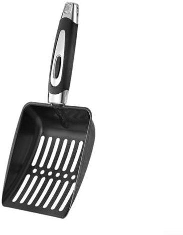 Pala de ceniza de chimenea para estufas de leña, hogueras, parrillas de barbacoa, cabezal ahuecado para una eliminación y limpieza eficiente de cenizas, 25,5 x 10,8 cm, metal (negro)