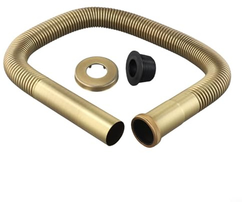 80Cm Brass Sink Drain Pipe,Flexible Drain Pipe For Sinks,Bathtubs,And Basins,For Bathroom And Kitchen,Under Sink Plumbing,1 PACK