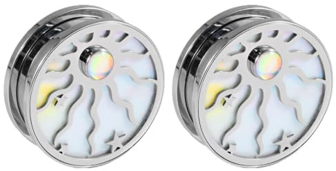 2PCS 316L Stainless Steel Screw Sun Star Shell Ear Gauges Plugs Tunnels For Stretcher Ears Ear Expander Piercing Unisex Body Jewelry 8mm-25mm