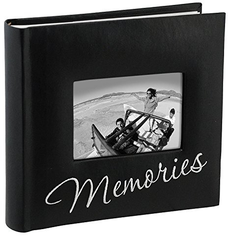 Malden International Designs Memories Cursive 2-Up With Memo Space Photo Album, 160-4x6, Black