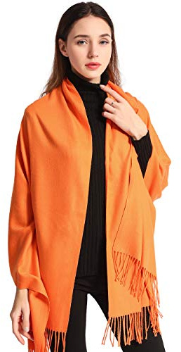 EASE LEAP Sciarpa Donna Pashmina Calda Lungo Invernale Trama Stile Elegante Di Soft 200 * 70cm(Arancione)
