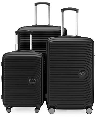 Hauptstadtkoffer Mitte - 3er Kofferset - Handgepäckskoffer 55 cm, mittelgroßer Koffer 68 cm + großer Reisekoffer 77 cm, Hartschale ABS, TSA, Schwarz