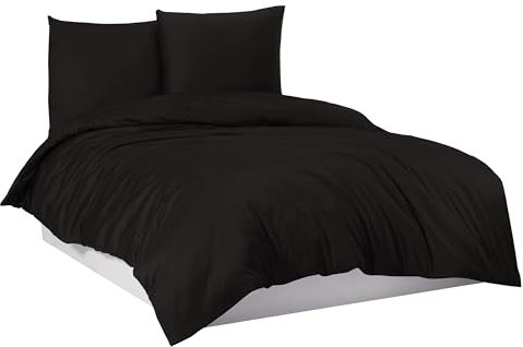 Mixibaby Bettwäsche Bettgarnitur Bettbezug 100% Baumwolle 135x200 155x220 200x200 200x220, Farbe:Schwarz, Größe:135 x 200 cm