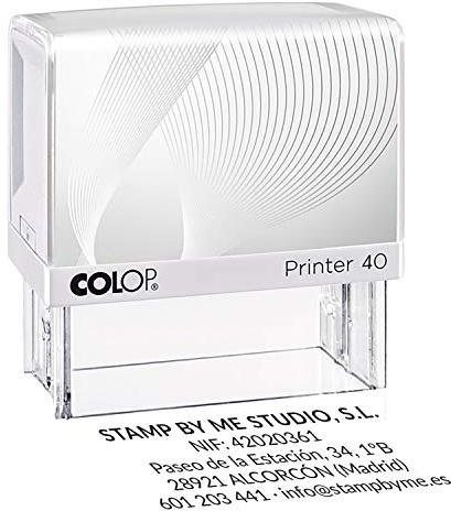 Stamp by Me | Sello de Caucho Personalizado | Título en Negrita + 4 Líneas Cuerpo Regular | Sello Autoenintable Personalizado | Rectangular (58x22mm)