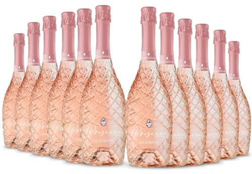 Liquid Diamond Prosecco DOC Rosé 75cl | Award Winning Premium Italian Sparkling Rosé Prosecco from Veneto | 11% ABV | Vegan Friendly | 12 x 75cl Bottles