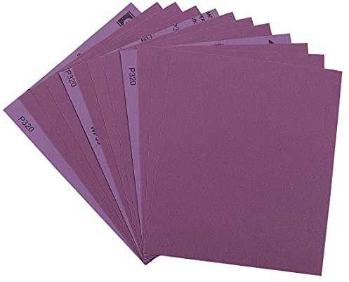 Sandpaper 320 Grit, Wet Dry Sanding Sheets 9 x 11 Inch, Advanced White Fused Alumina Abrasive Sand Paper for Wood Furniture Finishing, Metal Sanding, Automotive Polishing, 12-Sheets