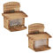 Relaxdays Eichhörnchen Futterhaus, 2er Set, gebranntes Holz, Eichhörnchenhaus mit Klappe & Scheibe, zum Aufhängen, Natur