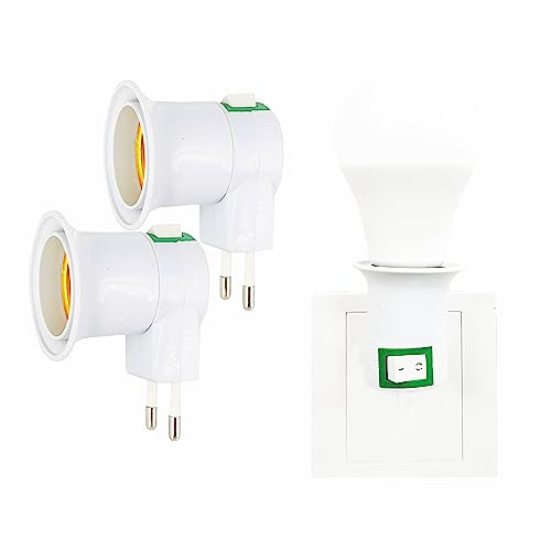 FExYinz 2 st per förpackning E27 lamphållare adapter 2 stift Europa typ nätkontakt E27 lamputtag Vit