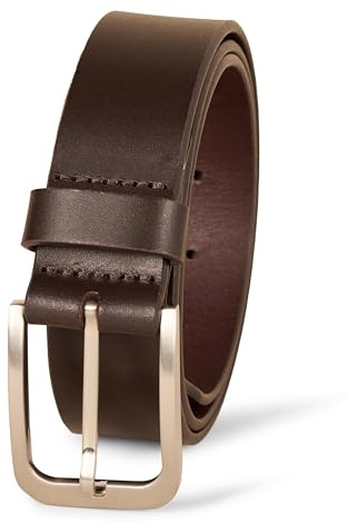 Amazon Essentials Cinturón clásico Jean en Piel Hombre, Marrón, 90