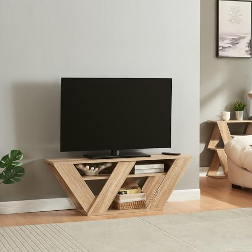 [en.casa] Fernsehtisch Nome TV-Lowboard TV-Tisch Sideboard TV-Ständer mit Ablagen Kommode Fernsehschrank 110x30x40cm Eicheoptik