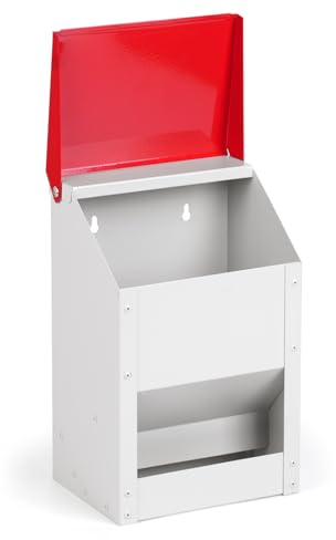 MUYIRTED Comedero automático para aves de corral galvanizado, 4,5 kg, dispensador automático de alimentos, contenedor de comida para pollos, estación de alimentación colgante, rojo, accesorio para