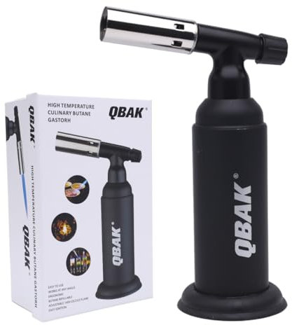 Soplete De Cocina Profesional Antorcha Butano Encendedor, Mini Culinario Soplete con Cerradura de Seguridad & Llama Ajustable para barbacoa Brulée Crema Cámping (Gas Incluido)