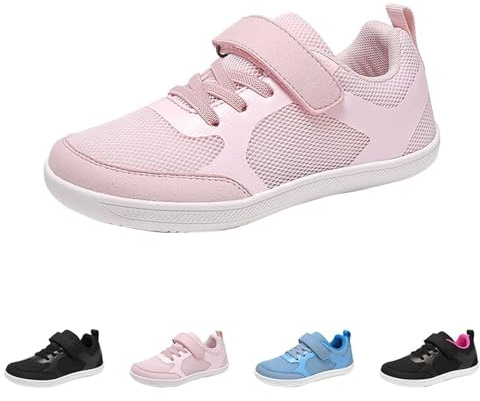 Trainers Boys Girls Barefoot Shoes Kids Wide Toe Breathable Walking Shoes Sneakers for School Trail Running Outdoor Sports Pink Footwear UK 1.5