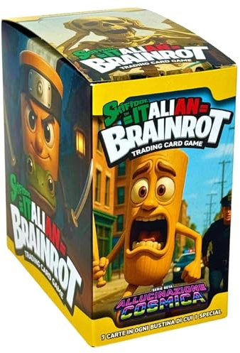 Brainrot Skifidol Idioma Italiano - ALLUCINAZIONE COSMICA Serie Beta Italiana, Caja Completa de 24 Sobres de Cartas coleccionables – Cada Paquete Contiene 7 Cartas (una Especial)